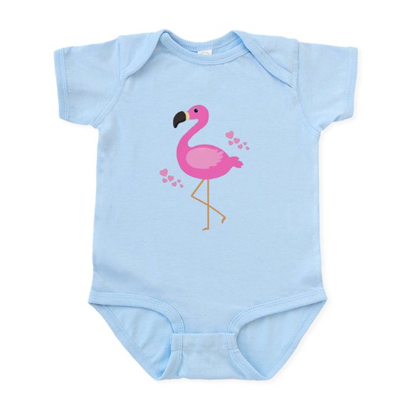 CafePress - Pink Flamingo Hearts Body Suit - Baby Light Bodysuit, Size Newborn - 24 Months