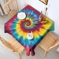 thumbnail image 2 of Colorful Rainbow Tie Dye Spiral Pattern Square Tablecloth,Waterproof Square Table Cover,Wipeable Spillproof Washable Table Cover for Home Kitchen Party Decor 42"X42"(107x107cm), 2 of 6