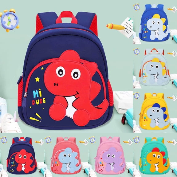 jiaxiM School Backpacks Cartoon Dinosaur Lightweight Spacious School Bag for Ages 3 to 5, Daycare, Park, Playground, Daily Outdoor Walks