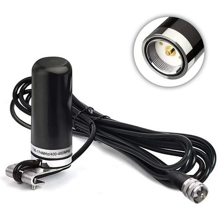 Eightwood Vehicle Mobile Ham Radio Antenna Dual Band VHF UHF 136-174MHz 400-470MHz Amateur Radio Car Truck Lip Mount Fixed Bracket NMO Mount Low Profile Antenna with 5m 16.5 feet Cable