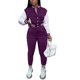 thumbnail image 1 of Trajes de entrenamiento de 2 piezas para mujer, chaquetas de retazos de bloque de color con botones, pantalones largos ajustados, chándal Ormromra HMFJ297-23, 1 of 4