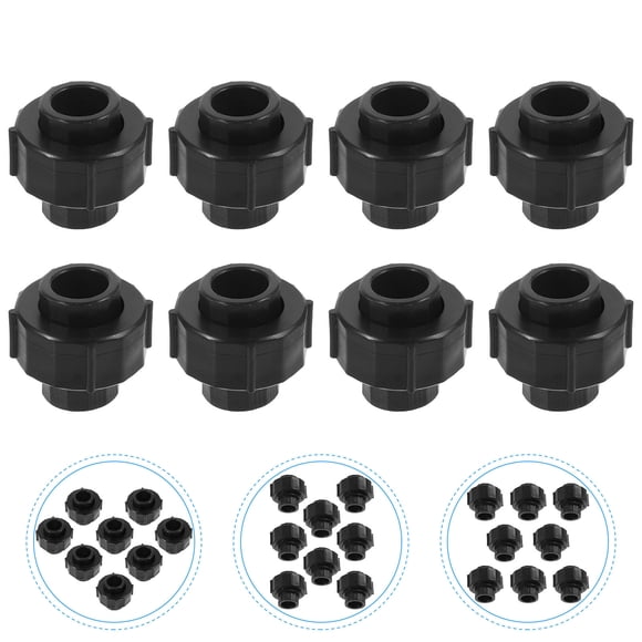 Luxshiny 8pcs Fittings Union Water Pipe Adapter Black PE Plumbing Needs