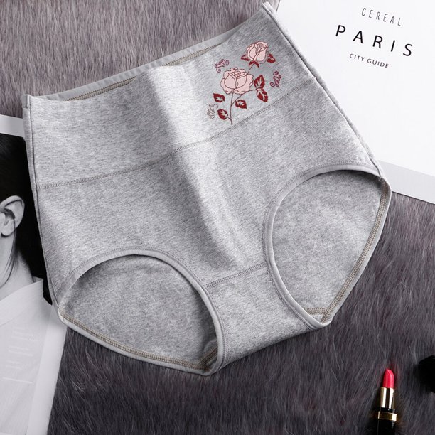 Bragas de algodón para mujer, ropa interior elástica suave de talla grande XXXXL con estampado de rosas para mujer, bragas sexis transpirables de cintura alta Tan Jianjun unisex