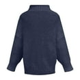 thumbnail image 4 of BXINGOHAI Women Turtleneck Sweaters Solid Long Sleeve Sweater Casual Loose Chunky Pullover Tops Soft Knit Blouse Sale Navy,M, 4 of 6