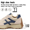 thumbnail image 4 of Knivor Lace Up Retro Fashion Sneakers for Women Color Block Low Top Casual Sneakers Non Slip Platform Sole Lightweight Flat Everyday Casual Shoes, 4 of 9