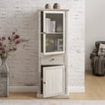 thumbnail image 2 of Xukmct Single Glass Door Tall Storage Cabinet with Drawer and Inner Shelves, Wood Sideboard Cabinet for Living Room, Kitchen, Dining Room, Office, Gray, 2 of 9