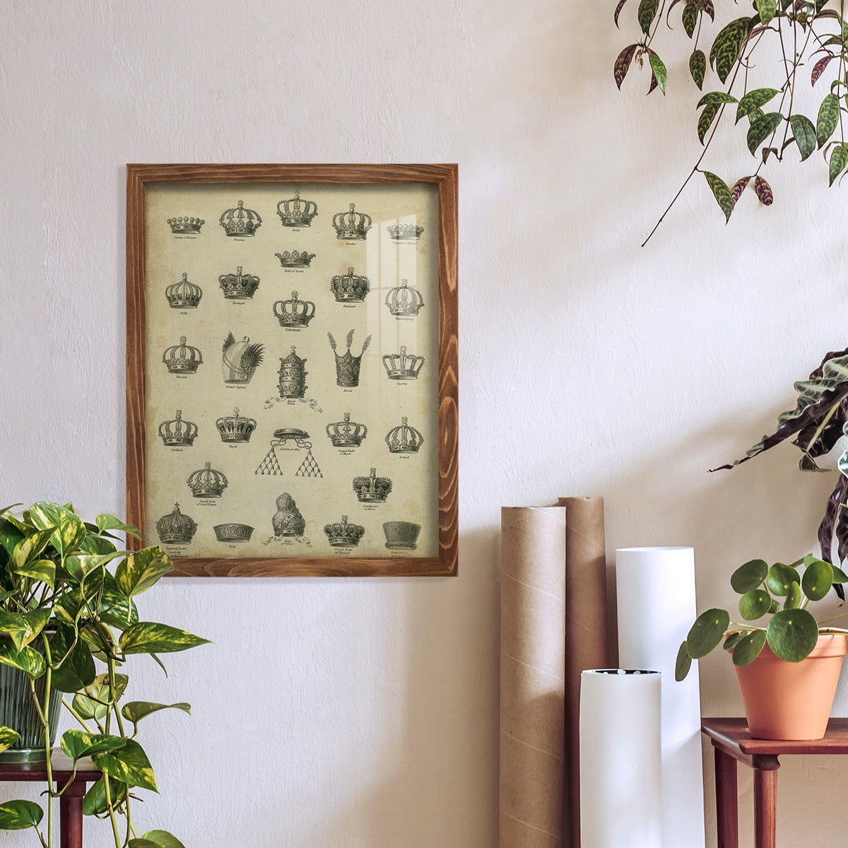 Heraldic Crowns & Coronets II -Framed Print w/glass-Walnut