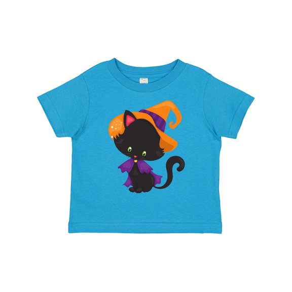 Inktastic Halloween Cat, Cute Cat, Black Cat, Witch Hat Boys or Girls Toddler T-Shirt