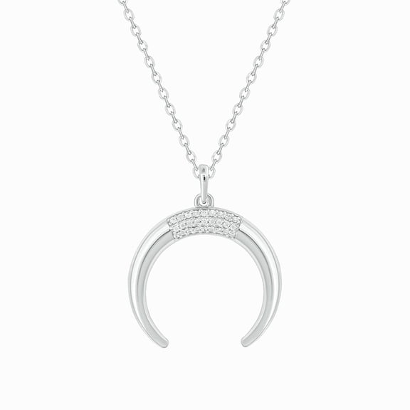 Cali Trove Crescent Moon Pendant Necklace 1/20 Carat Natural Diamonds in 925 Sterling Silver Celestial Jewelry Whimsical Jewelry Gift for Women Dainty Pendants for Women