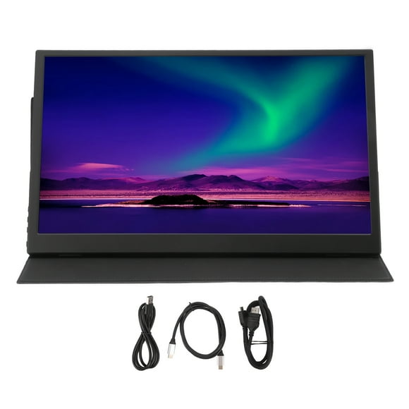 2K Portable Monitor 1920x1080 IPS 15.6in Portable Monitor Split Screen Processing Portable Monitor with PU Leather Case Black