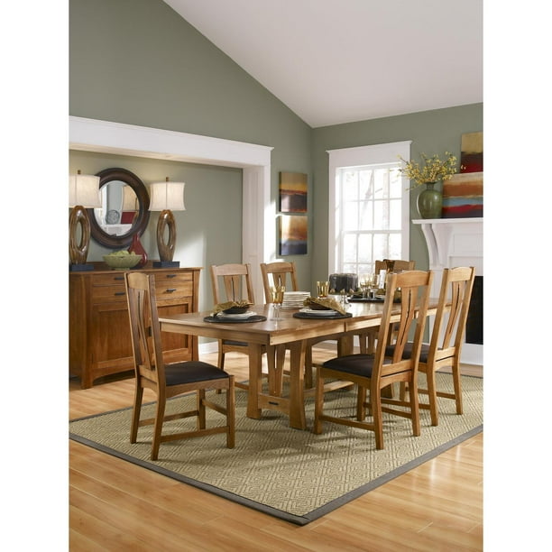 A America Cattail Bungalow 96 Trestle, Hickory Chair Ingold Dining Table