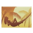 thumbnail image 1 of Beach Cutting Board, Silhouette of a Woman Lying in a Hammock at Majestic Sunset View Dream Print, Decorative Tempered Glass Cutting and Serving Board, Large Size, Burnt Orange, by Ambesonne, 1 of 1