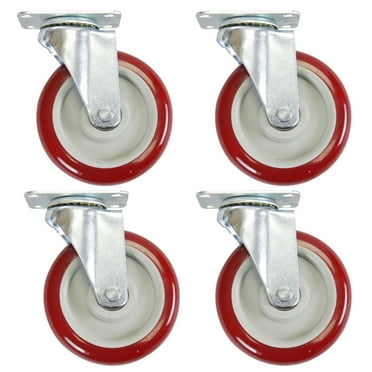 Bigland 5 Inch Caster Wheels Swivel Plate Polyurethane Heavy Duty, 4 Pack