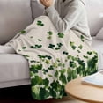 thumbnail image 5 of Throw Blanket Fleece Throw Blanket 50x60in, Irish St. Patrick's Day Green Luck Leaf Soft Lightweight Bed Blankets Vintage Linen Fuzzy Couch Blankets for All Season, 5 of 9