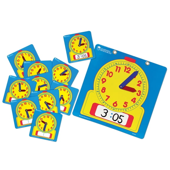 Learning Resources Write On/Wipe Off Clocks Classroom Set, Classroom Supplies, Ages 6 , LER0575