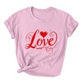 thumbnail image 2 of HaoXianJian Valentine's Day Shirt for Women Heart Print Short Sleeve Crew Neck Sweat Shirts Loose Fits Letter Print Graphic Pullover Tee Tops Casual Girl Friend Gift T Shirt Size 2X 3X, 2 of 5