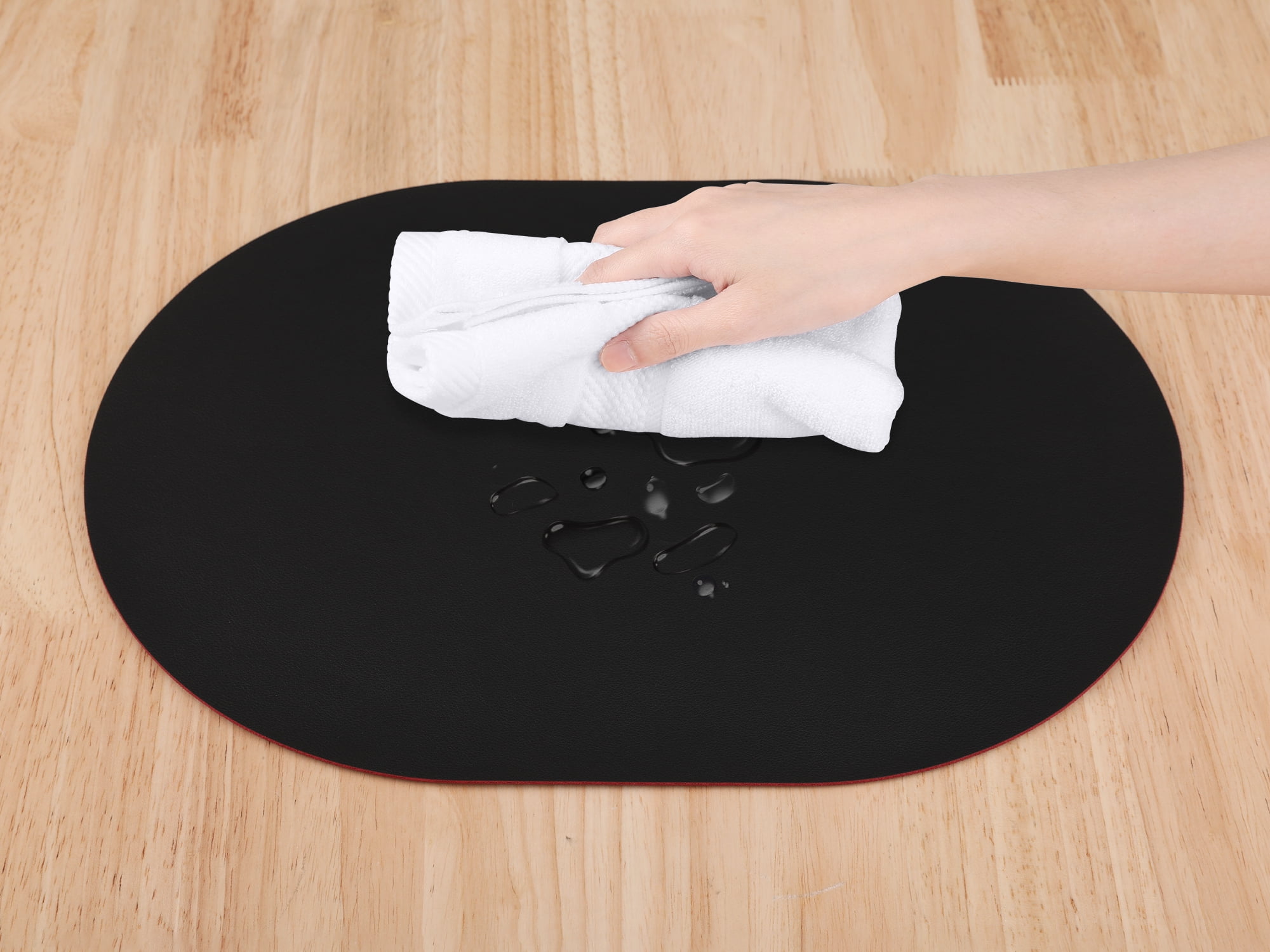 Unique Bargains Set of 6 Leather Table Placemats for Dining Table Decor Black Red