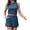Blue, variant on Summer Women 2 Piece Outfits Color Block Sleeveless Tops and Shorts Sets
