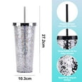 thumbnail image 3 of Vaso de plástico de doble capa de 700 ml, vaso de pajita con purpurina y lentejuelas transparentes simples, vaso de agua de gran capacidad, 3 of 5