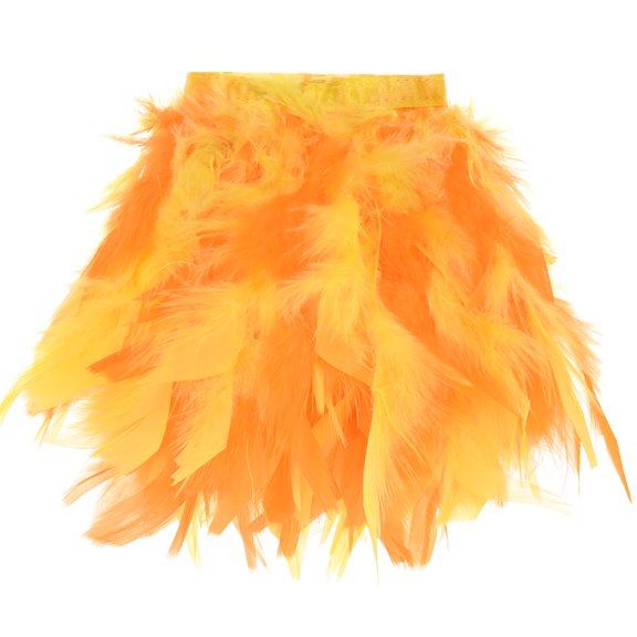 Uxcell Turkey Feather Trim Fringe, 2 Yards 4-6" Natural Fluffy Feather Trim [Orange & Yellow]