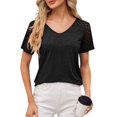 DENGDENG Womens Tshirts Trendy Fashion Tops Lace Short Sleeve Business