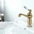 thumbnail image 2 of Grifo de baño retro, grifo de lavabo con manija de cerámica, mezclador de lavabo de una sola palanca, grifo de baño de agua fría y caliente, latón, 2 of 5