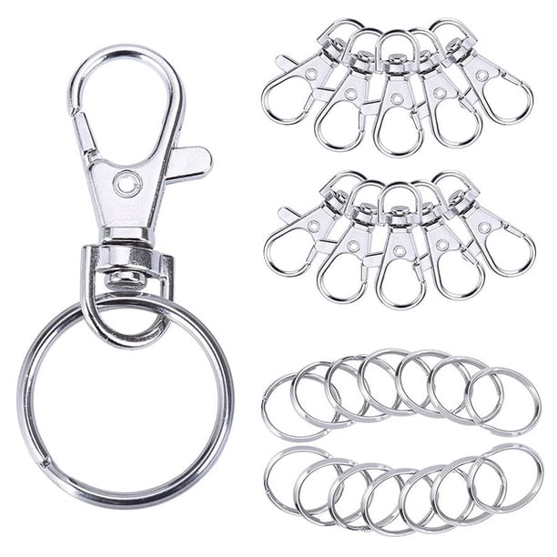 Cateissary 25 piezas llaveros llavero DIY accesorio fuerte círculo en blanco práctico resistencia a la corrosión regalos de cumpleaños Almacenamiento y organización del hogar plata