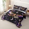 thumbnail image 3 of Homewish Bohemian Moths Twin Quilt Set,Purple Moon Plants Twin Coverlet Set,2 Pieces, 3 of 7