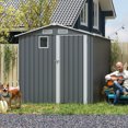 thumbnail image 3 of 6X8FT Outdoor Storage Shed, Metal Utility Tool Shed with Clear Window, Lockable Doors and Air Vents, Compact Garden Shed for Backyard, Patio, Dark Gray, 3 of 8