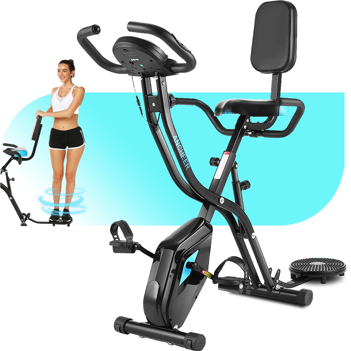 ANCHEER Folding 3 in 1 Stationary Upright Folding Exercise Bike Workout Cycling 