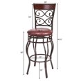 thumbnail image 4 of Pemberly Row Set of 2 Vintage Bar Stools Swivel Padded Seat Bistro Pub Brown, 4 of 6