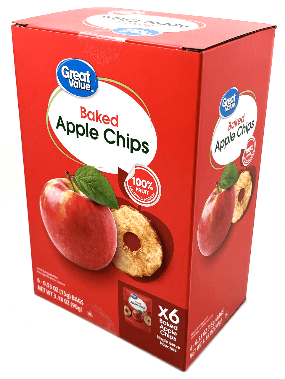 Great Value Baked Apple Chips, 0.53 oz, 6 Count