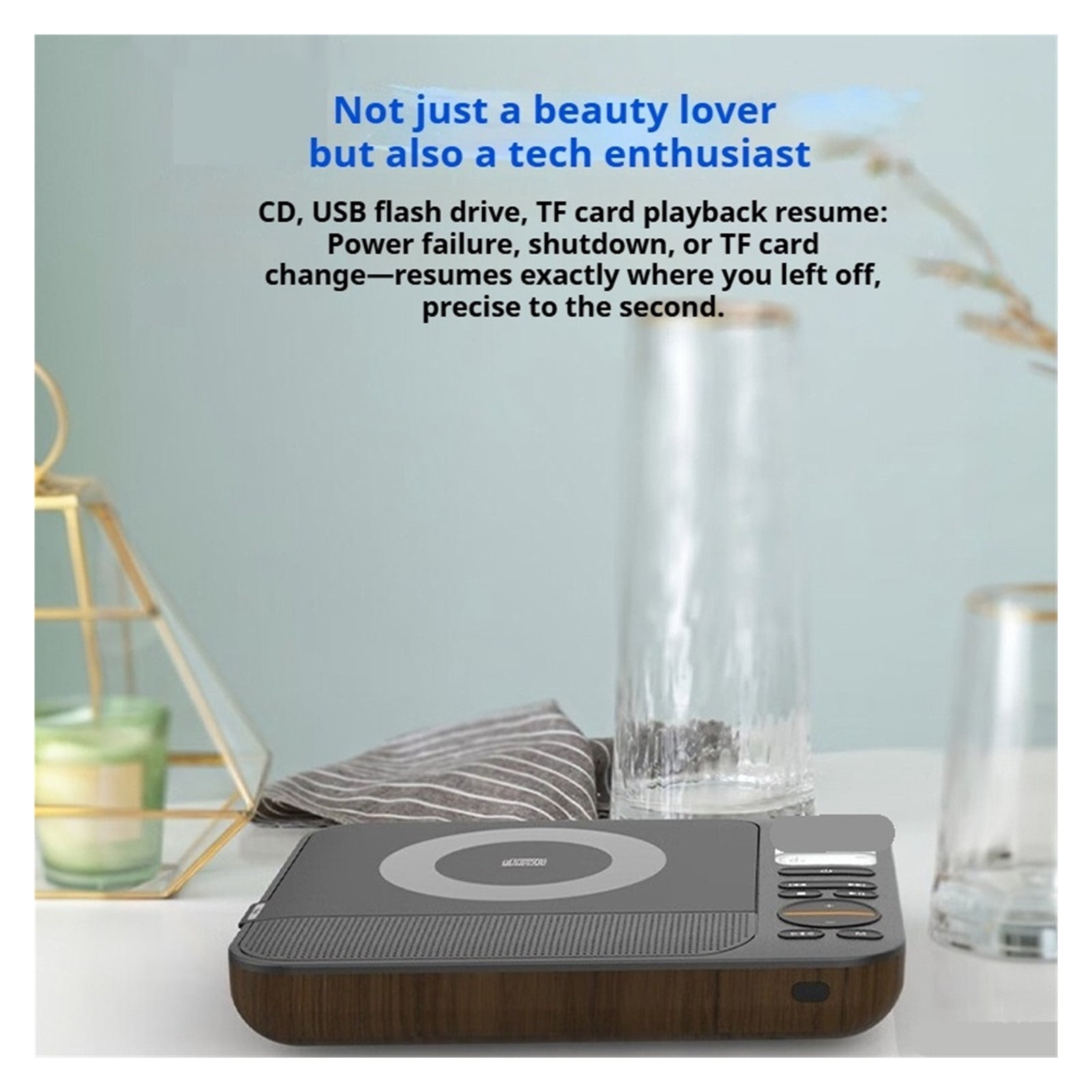 Retro Desktop CD Player - HiFi Stereo Audio with Bluetooth USB/TF MP3 Loudspeaker Box for Home