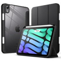 JETech Case for iPad mini (A17 Pro, 2024 Model, 7th Generation) / mini 6 (2021 Model, 6th Generation) with Pencil Holder, Clear Back Shell Stand Shockproof Tablet Cover, Auto Wake/Sleep (Black)