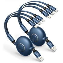 Multi Charging Cable, XUDUO 2Pack 3 in 1 Charging Cable, 3A Fast Retractable Phone Charger, 4FT Multiple Cable Compatible with iPhone, Samsung