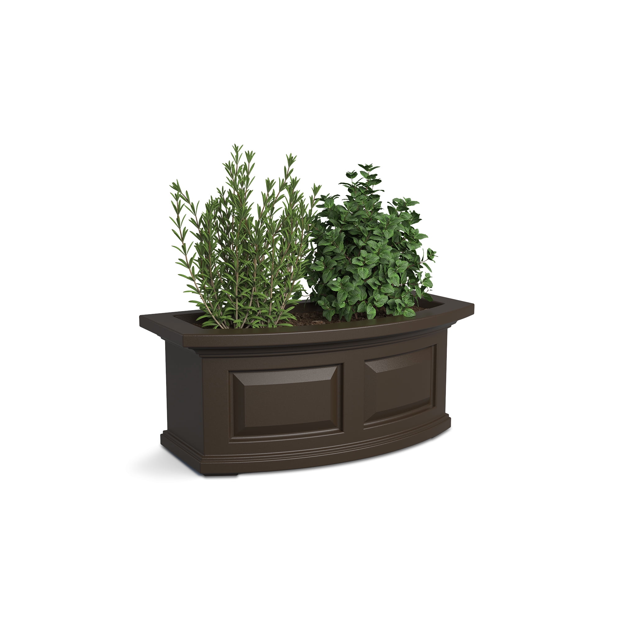 Mayne Nantucket 24" x 12" x 10" Rectangle Espresso Self Watering Plastic Window Box Planter