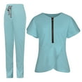 thumbnail image 5 of Wutalume Women's Comfortable Solid Color Short Sleeve Scrub Set, V-Neck Top and Drawstring Pants, Healthcare Work Uniform,Light Blue M, 5 of 5