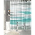 thumbnail image 3 of Split Shower Curtain for Transfer Bench, Turquoise Gray White Fabric Shower Curtains for Bathroom, Country Abstract Ombre Mottled Tub Sliding Transfer Bench Waterproof Bath Curtains 72"x78", 3 of 9