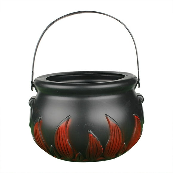 Witch Cauldron Handheld Flame Barrel Black Cauldron Candy Buckets Candy Holder Pot With Handle for Party DecorationsHalloween Decorations