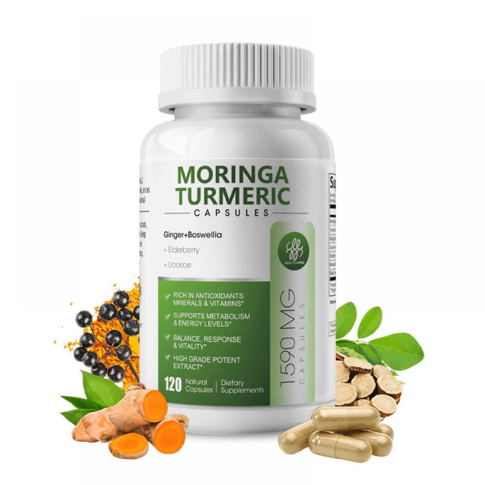 Moringa Capsules - Pure Moringa Powder Leaf Supplement, Energy, Skin, Immune & Gut Health Superfood, Rich in Antioxidants - Non GMO, Vegan, Gluten-Free - 120 Capsules