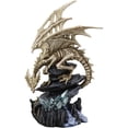 thumbnail image 5 of 10"H Gothic Skeleton Bone Dragon Perching On Crystal Cavern Statue Ghost Drake, 5 of 11