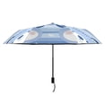 thumbnail image 3 of Blue Stripes Cute Bear Faces Dot Flowers All Weather Umbrella Triple Folding Parasol 6 Ribs UV Protection Portable, 3 of 8