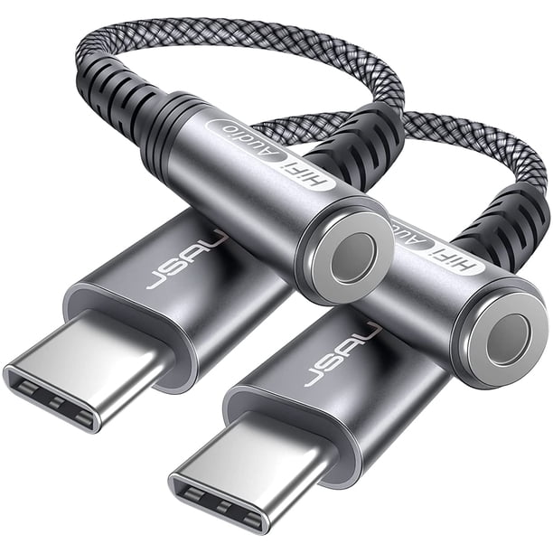 Adaptador USB tipo C a conector hembra para auriculares de 3,5 mm, JSAUX USB C a cable auxiliar de audio compatible con iPhone 15 Pro Max/15 Pro/15 Plus, Samsung Galaxy S23/S22/S21 Ultra, iPad Pro, Pi
