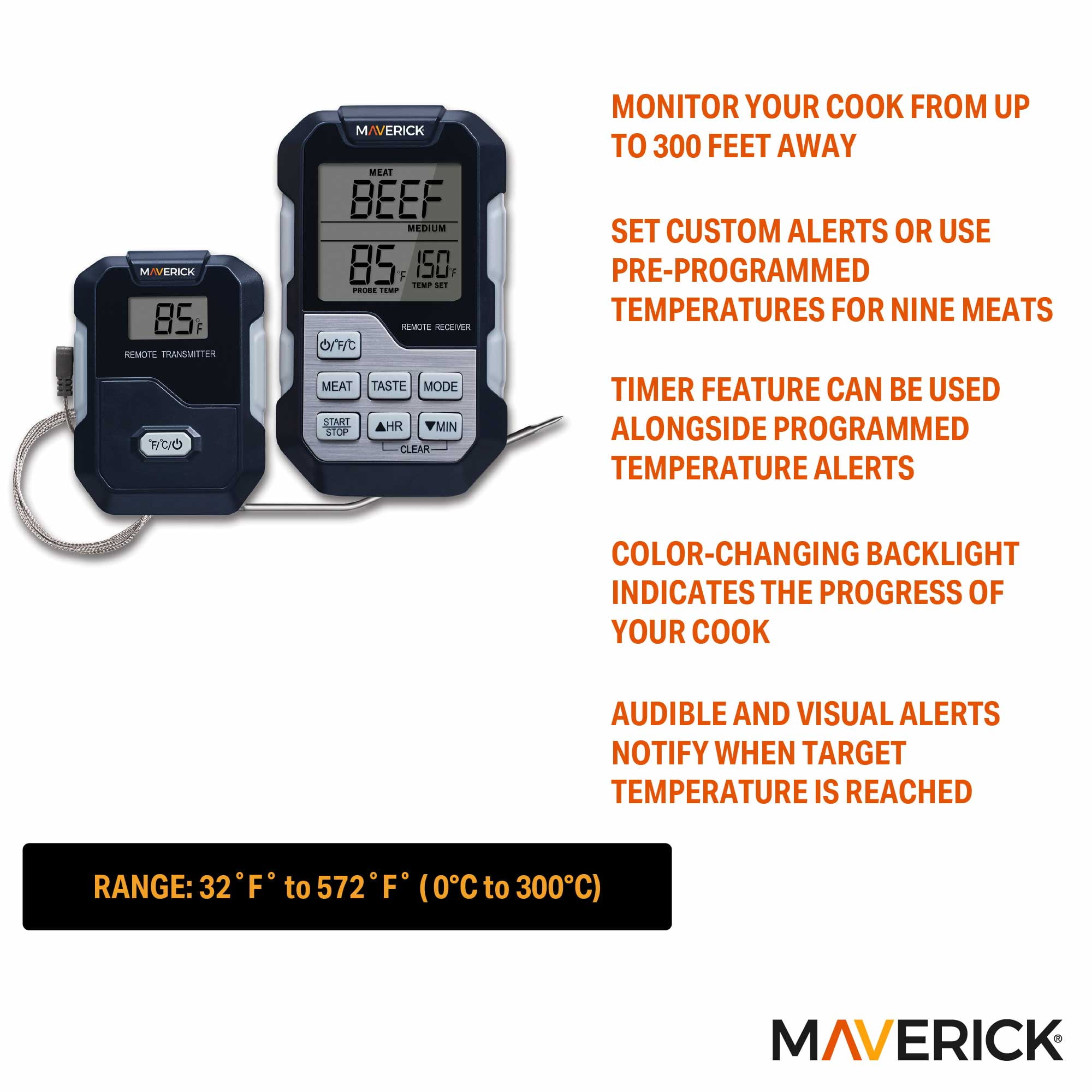 Long Range Wireless Remote Cooking Thermometer, Single Probe