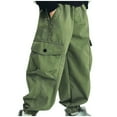 thumbnail image 2 of Toddler Boys Cargo Pants with Multi-Pockets Size 2-10 Tapered Leg Joggers Pant Kids Casual Solid Elastic Waist Outdoor-Work Trousers, 2 of 6