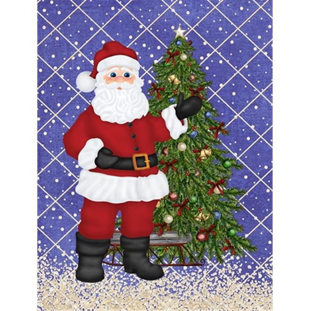 Santa Claus et Drapeau de Sapin de Noël Taille Jardin