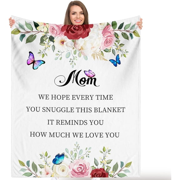 Gifts for Mom Blanket, Mom Blanket from Daughter, Ultra-Soft Fleece Flannel Mother Throw Blankets for Warm Birthday Present, Thanksgiving Day and Mother Day, 50" x 60"