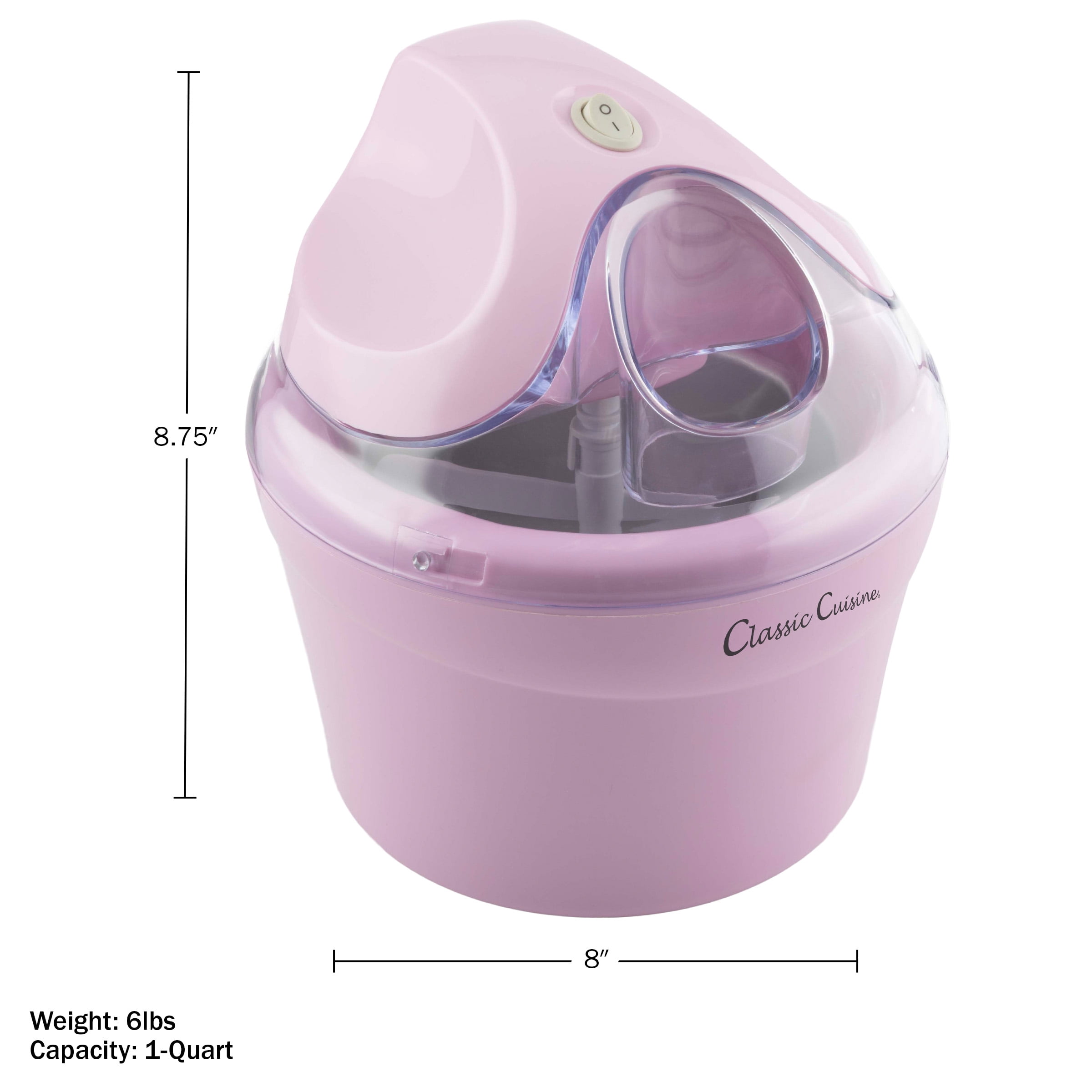 Classic Cuisine 1QT Ice Cream Maker for Sorbet, Gelato, and Frozen Yogurt