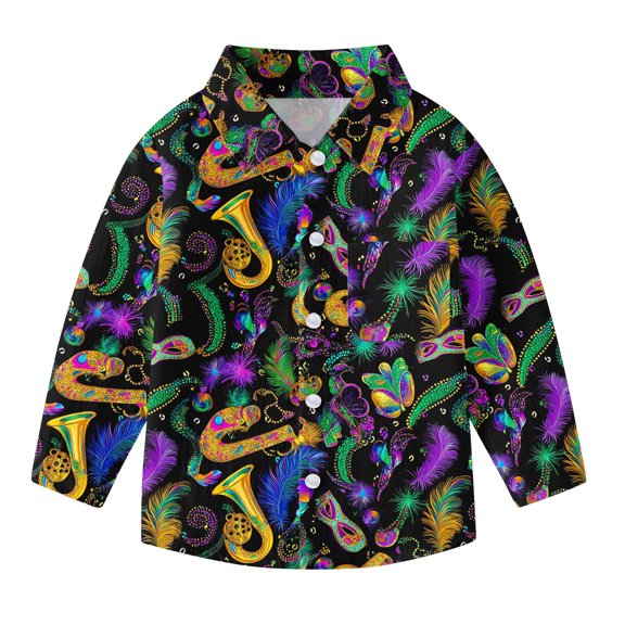 Gpaecead Boys Long Sleeve Shirts Crewneck Multicolor Blouse & Shirts with Pockets 5 Years Multicolor