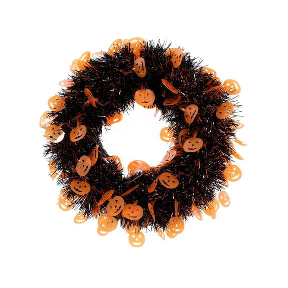 Halloween Pumpkin Wreath Orange Festive Door Hanging Autumn Harvest Berry Garland Artificial Foliage Ornament for Front Door Wall Porch Decor